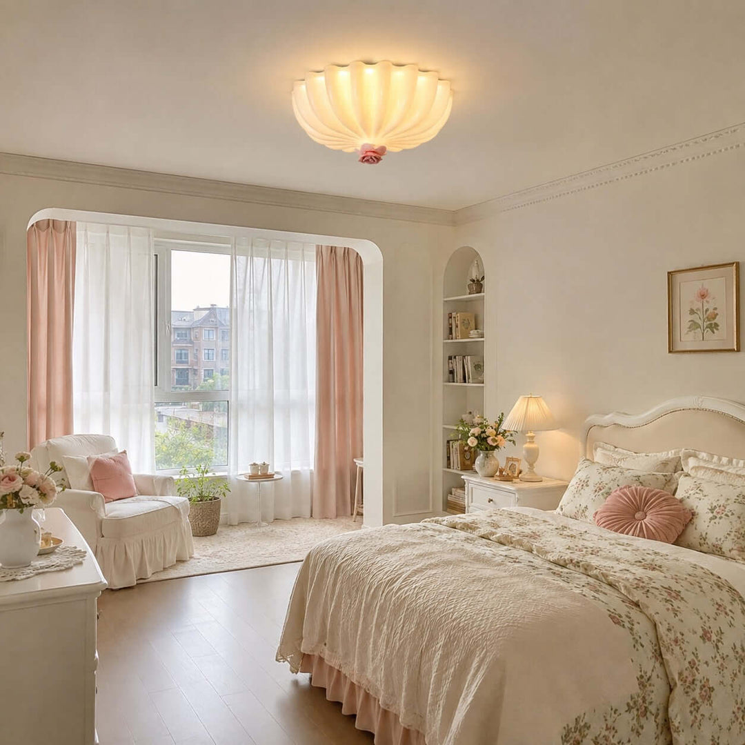 Petalia Floral Glass Ceiling Light Romantic Bedroom Flush Mount