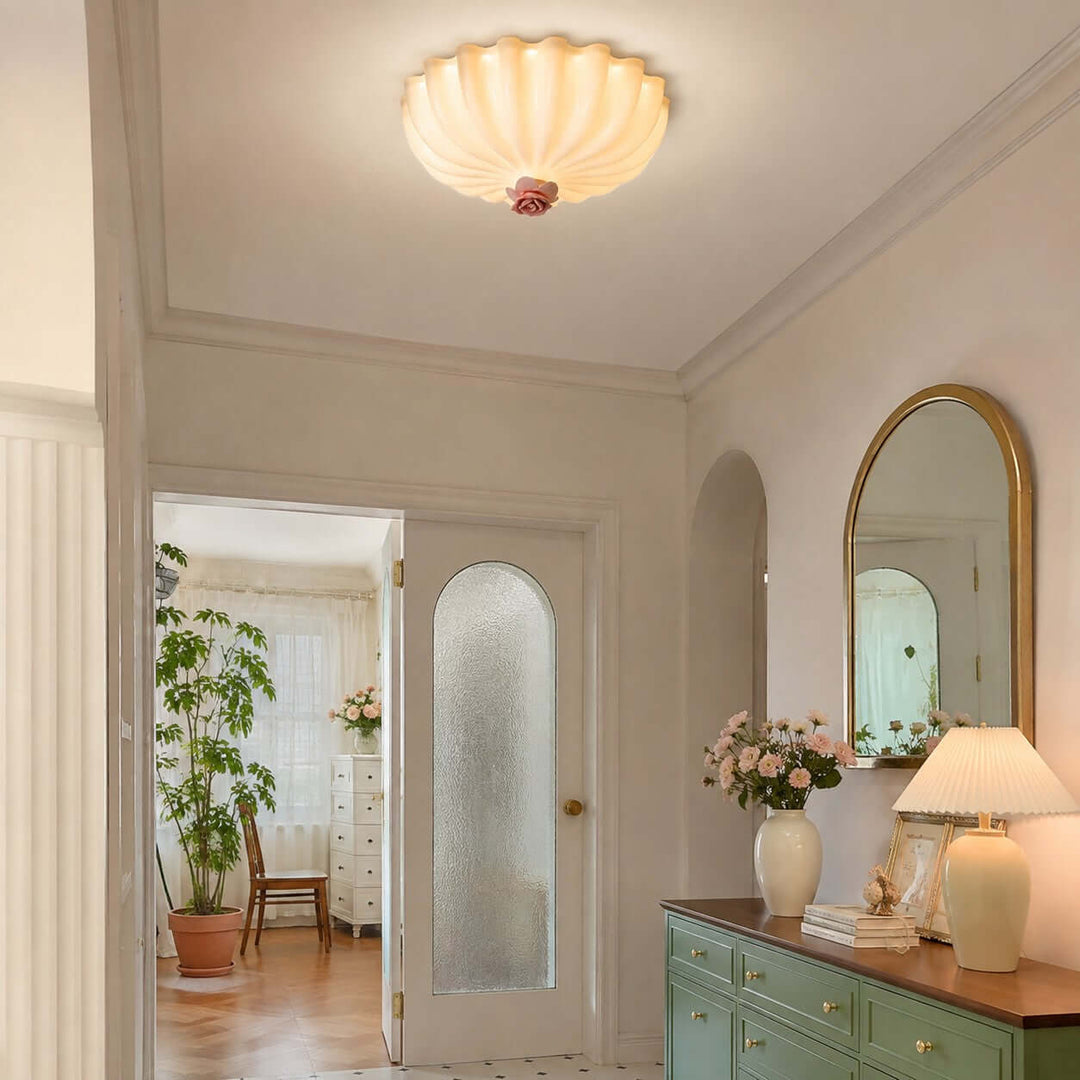 Petalia Floral Glass Ceiling Light Romantic Bedroom Flush Mount
