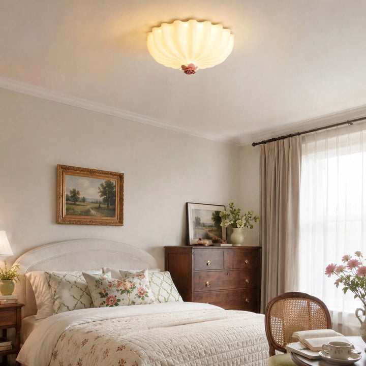 Petalia Floral Glass Ceiling Light Romantic Bedroom Flush Mount