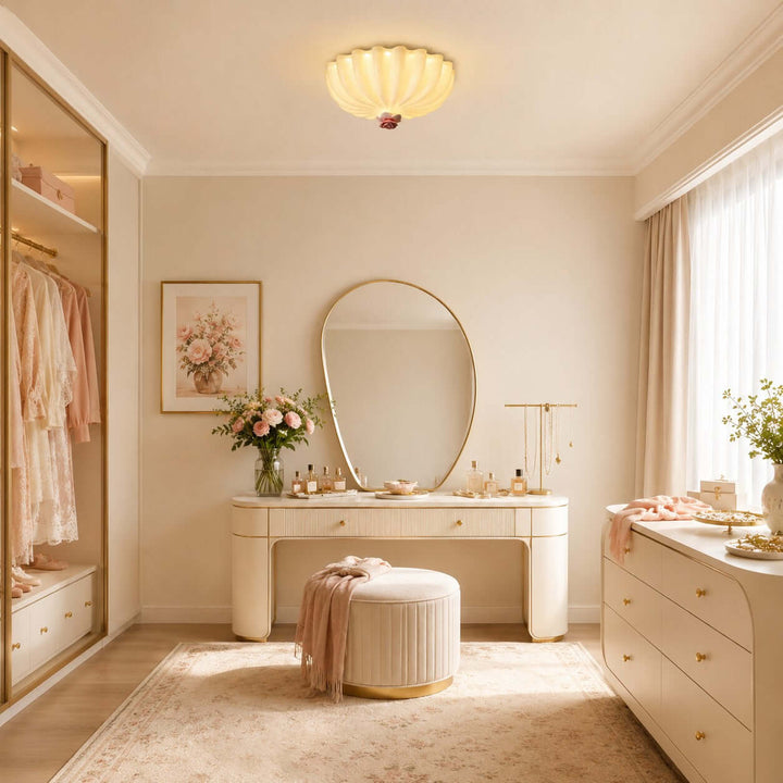 Petalia Floral Glass Ceiling Light Romantic Bedroom Flush Mount