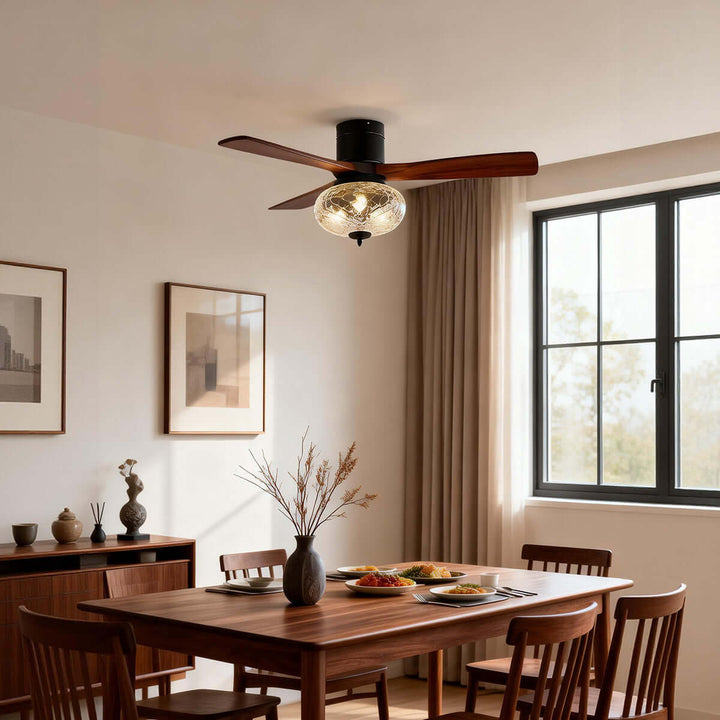 Phrylo Ceiling Fan Light B | Vintage Wood Dining Light