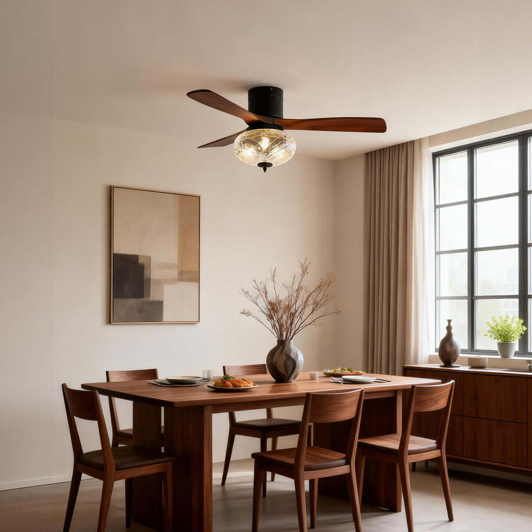 Phrylo Ceiling Fan Light B | Vintage Wood Dining Light