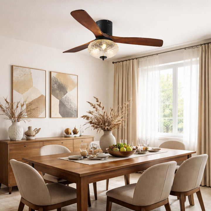 Phrylo Ceiling Fan Light B | Vintage Wood Dining Light