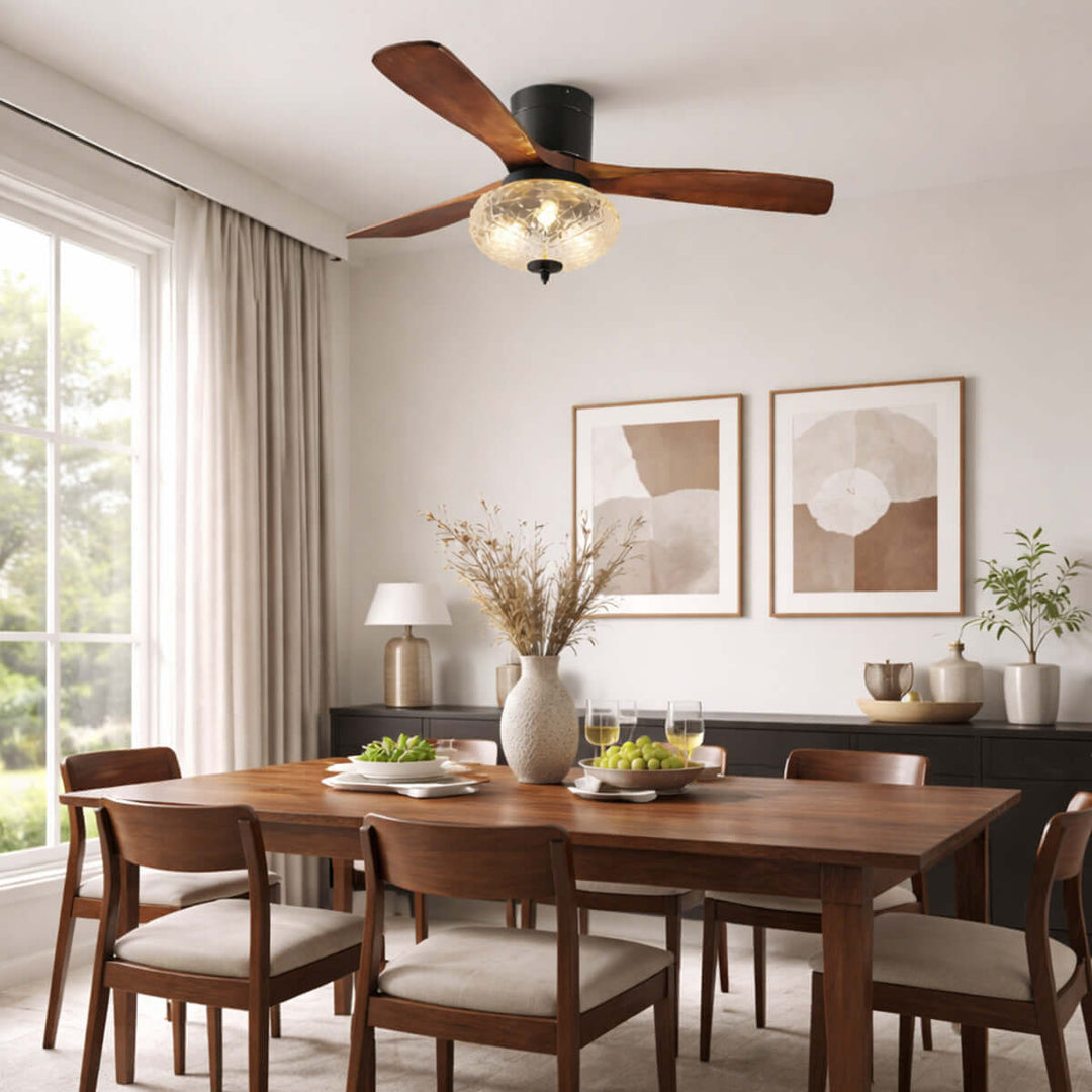 Phrylo Ceiling Fan Light B | Vintage Wood Dining Light