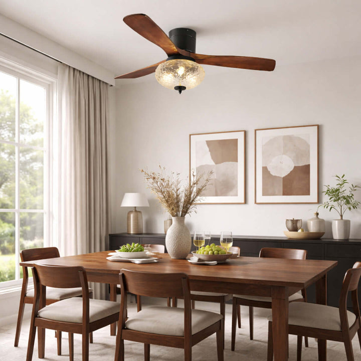 Phrylo Ceiling Fan Light B | Vintage Wood Dining Light