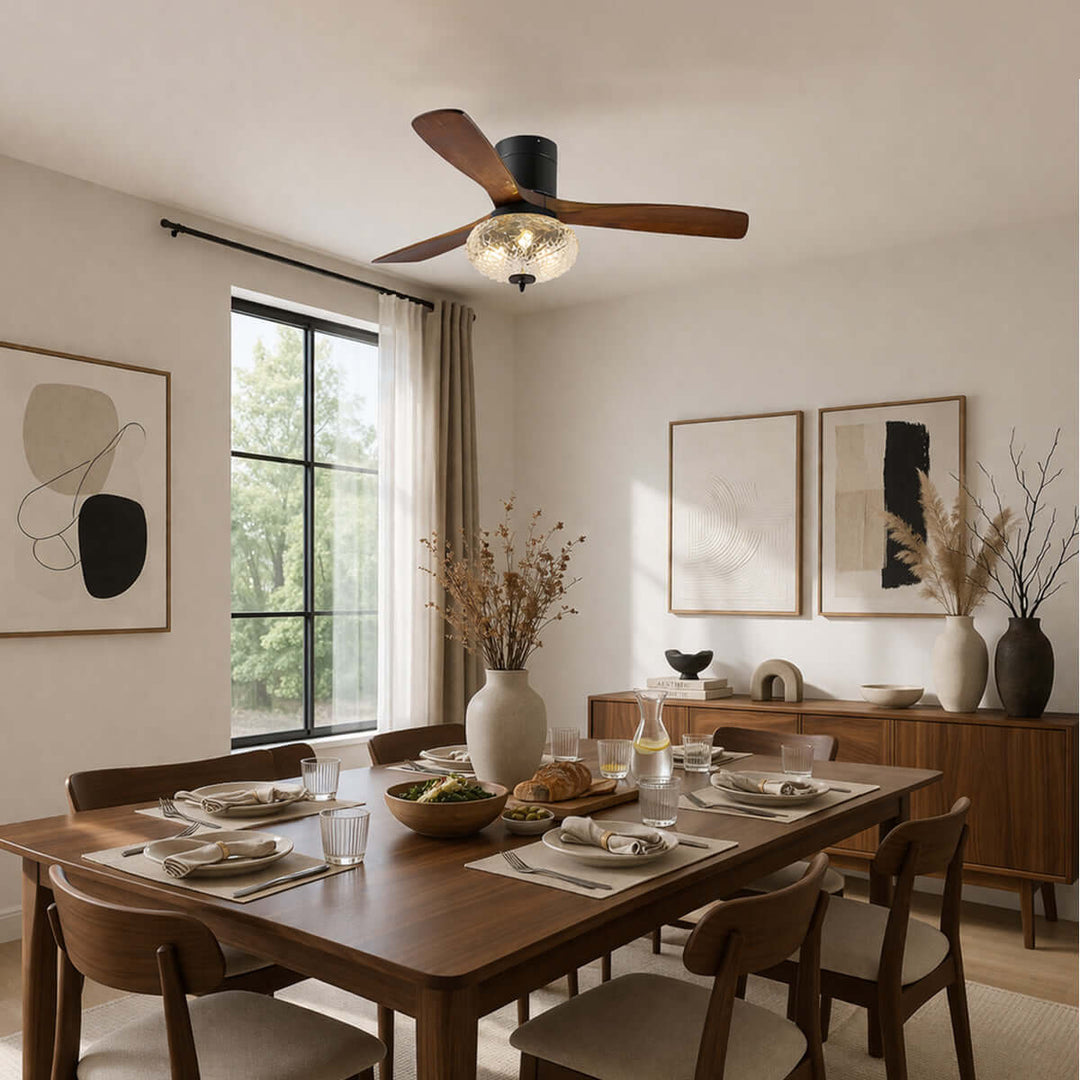 Phrylo Ceiling Fan Light B | Vintage Wood Dining Light
