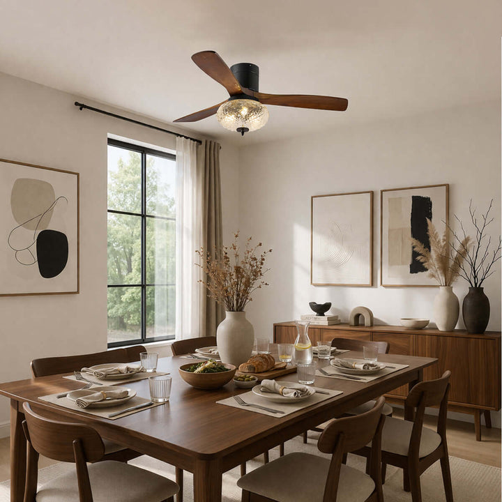 Phrylo Ceiling Fan Light B | Vintage Wood Dining Light