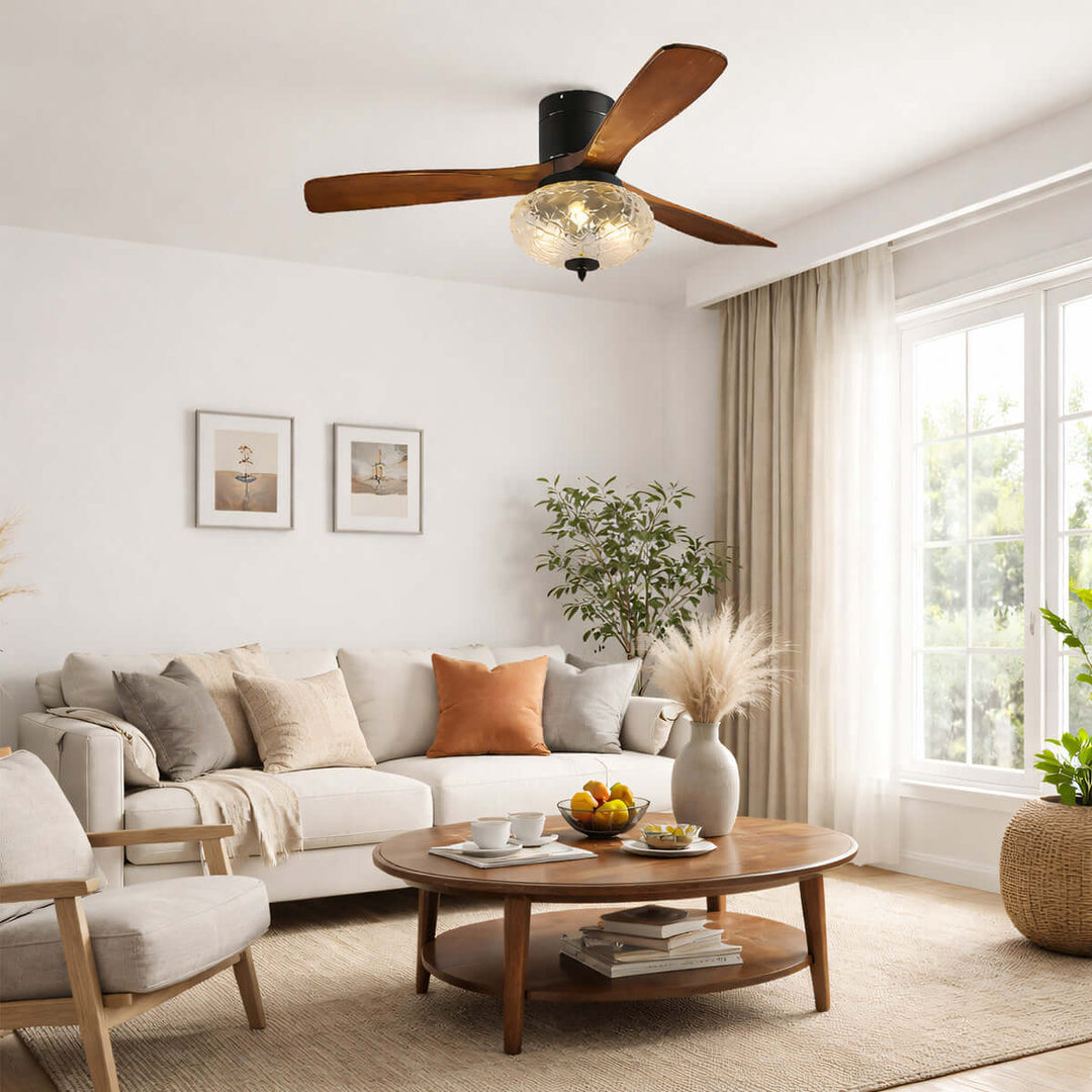 Phrylo Ceiling Fan Light B | Vintage Wood Dining Light