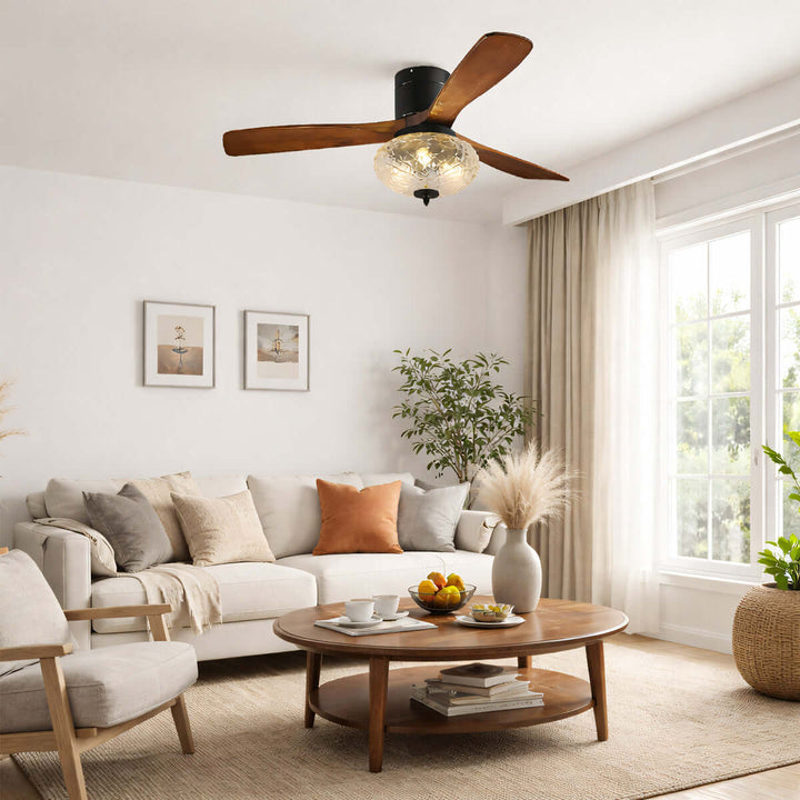 Phrylo Ceiling Fan Light B | Vintage Wood Dining Light