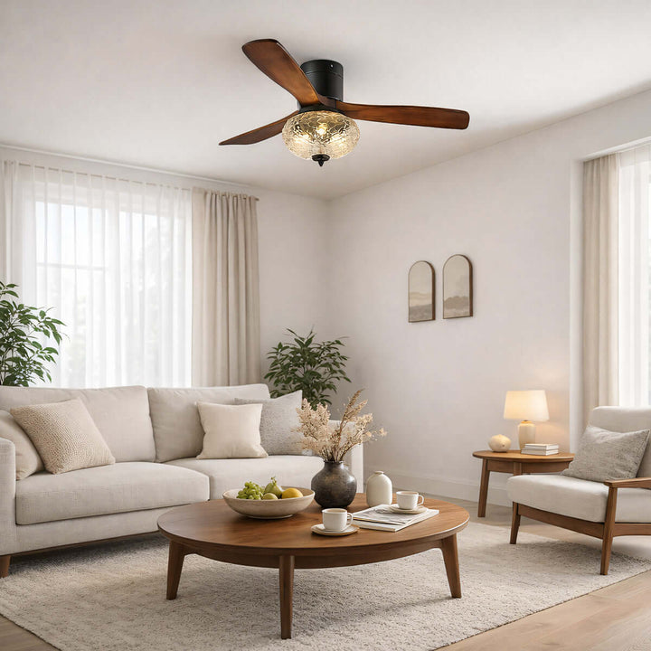 Phrylo Ceiling Fan Light B | Vintage Wood Dining Light