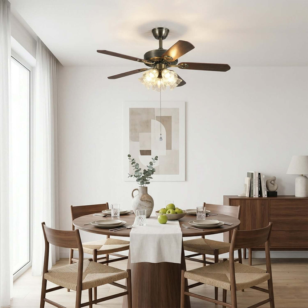 Plivic Ceiling Fan Light | French Style Glass Light