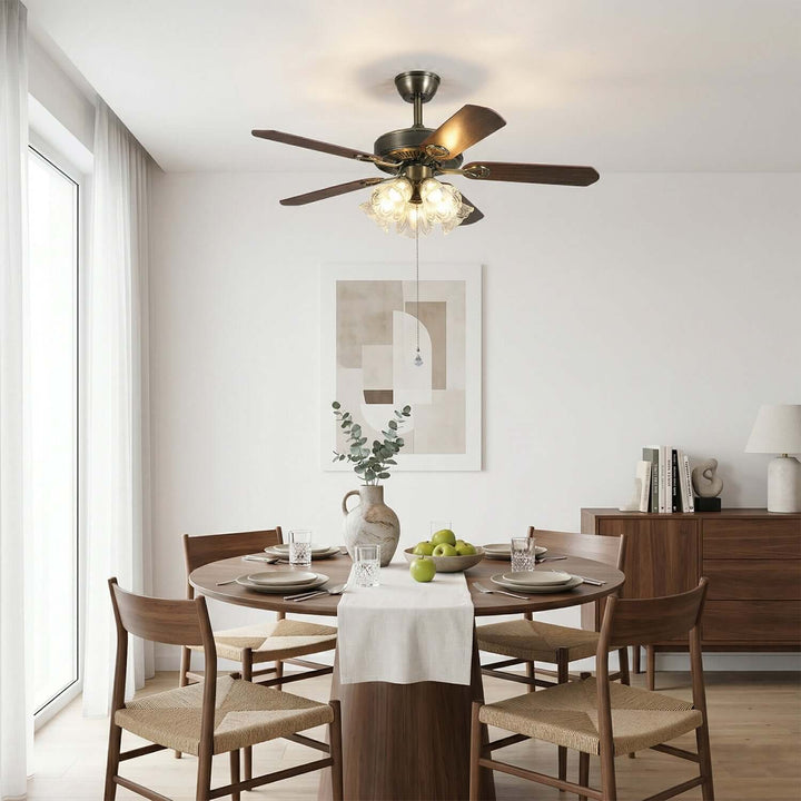 Plivic Ceiling Fan Light | French Style Glass Light