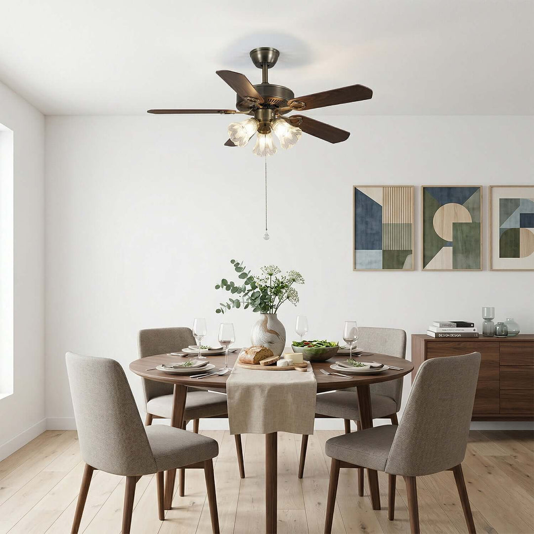Plivic Ceiling Fan Light | French Style Glass Light