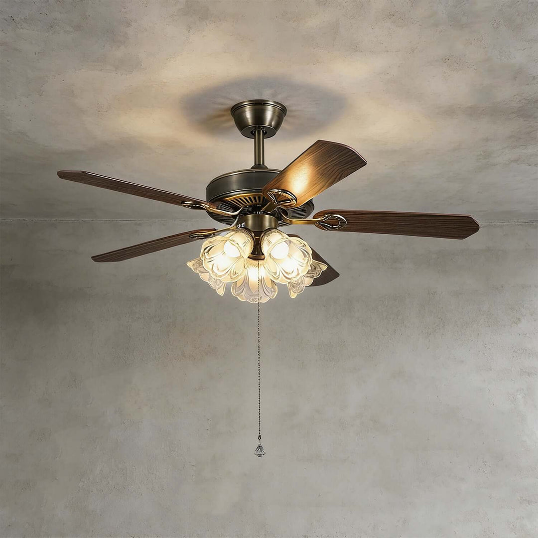 Plivic Ceiling Fan Light | French Style Glass Light