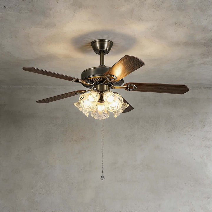 Plivic Ceiling Fan Light | French Style Glass Light