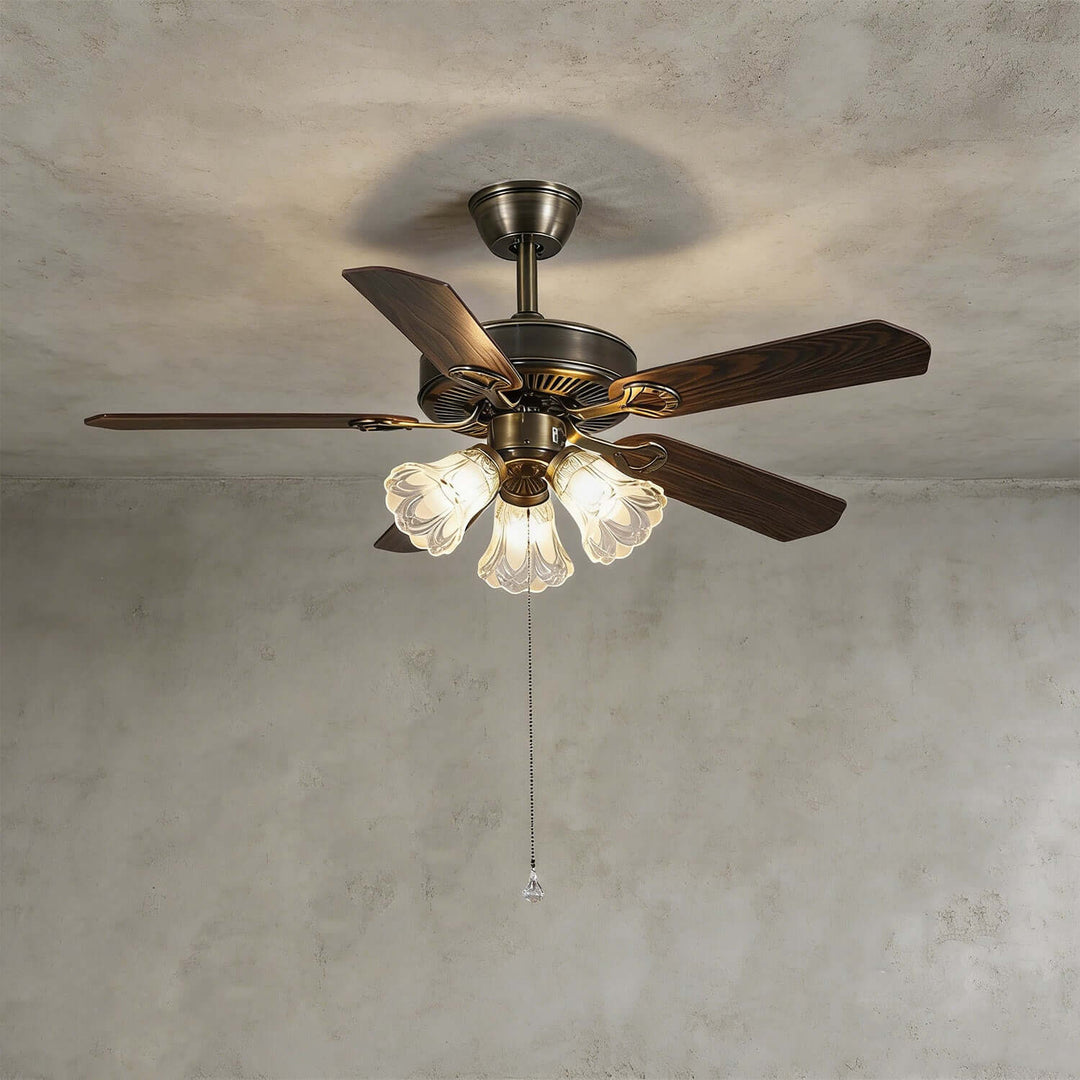 Plivic Ceiling Fan Light | French Style Glass Light