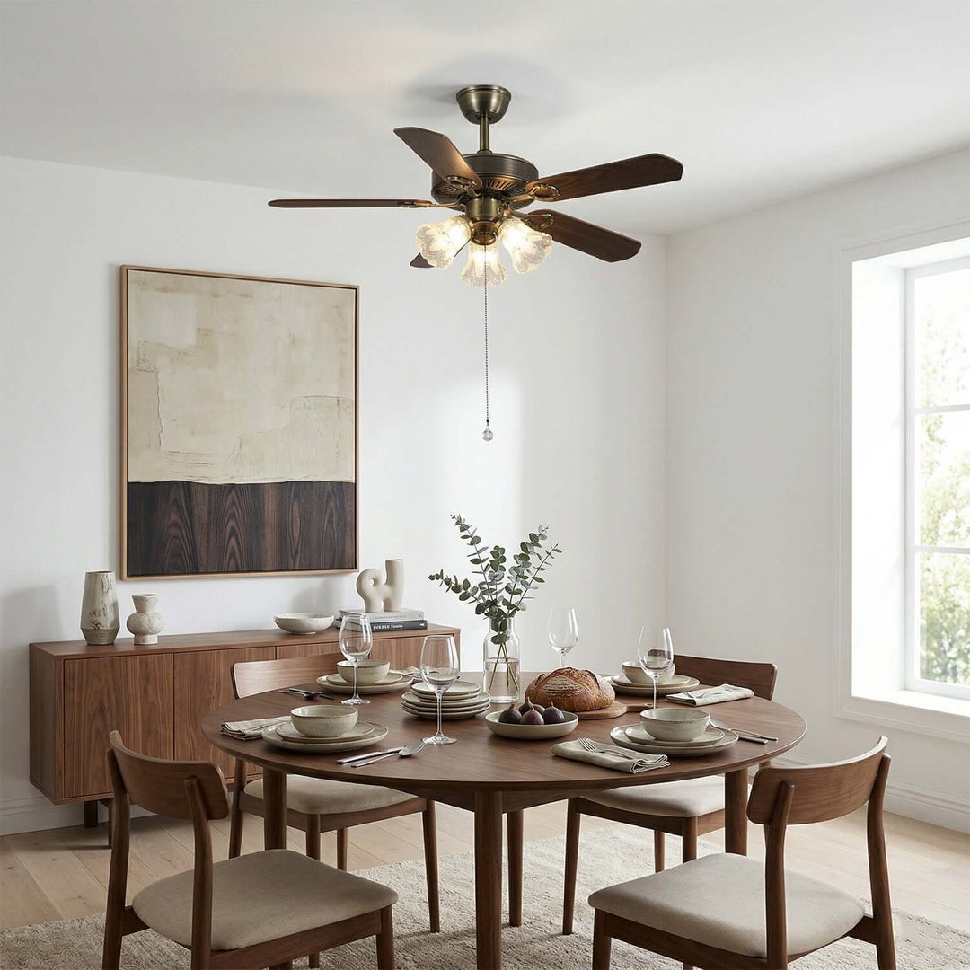 Plivic Ceiling Fan Light | French Style Glass Light