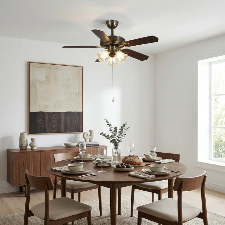 Plivic Ceiling Fan Light | French Style Glass Light