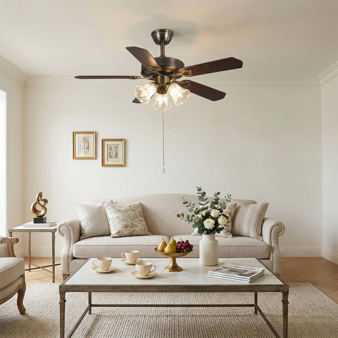 Plivic Ceiling Fan Light | French Style Glass Light