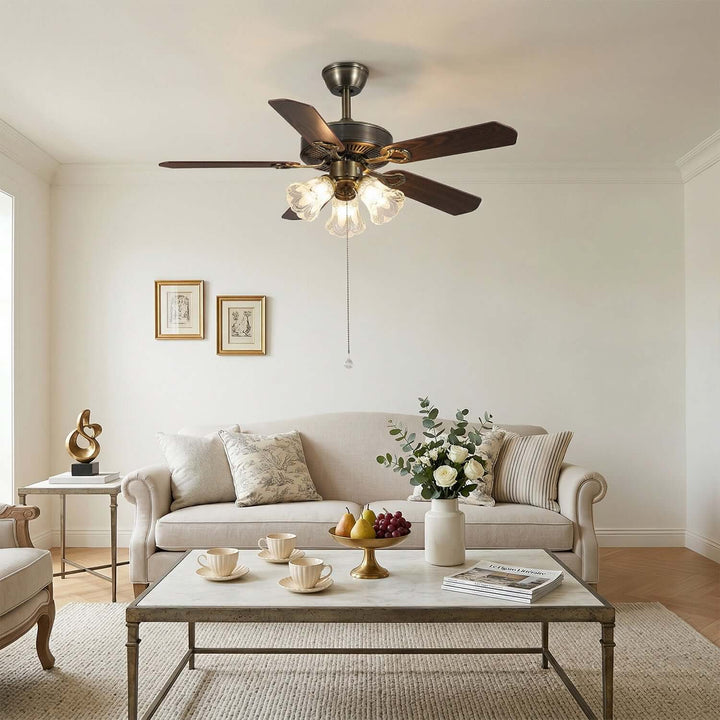 Plivic Ceiling Fan Light | French Style Glass Light