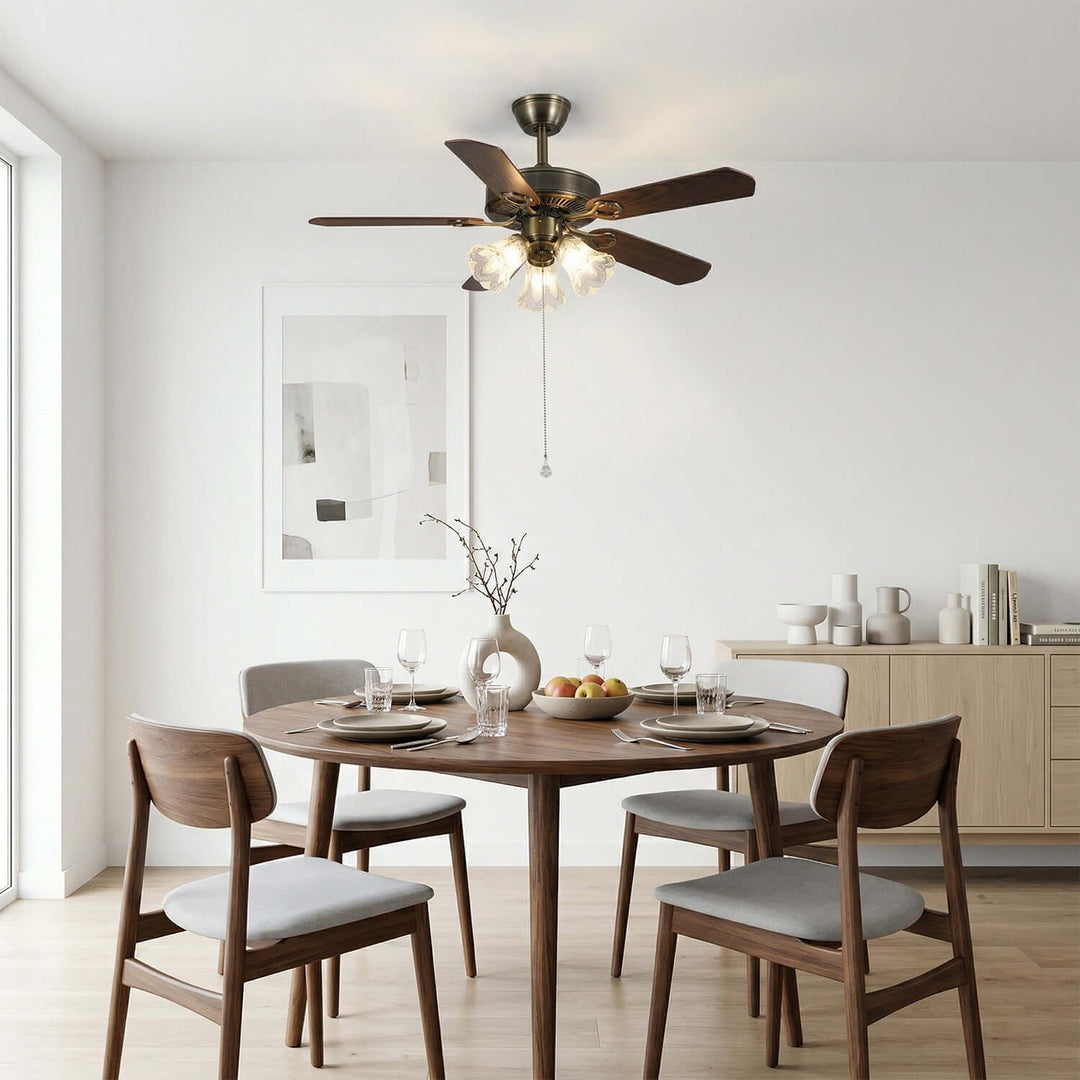 Plivic Ceiling Fan Light | French Style Glass Light