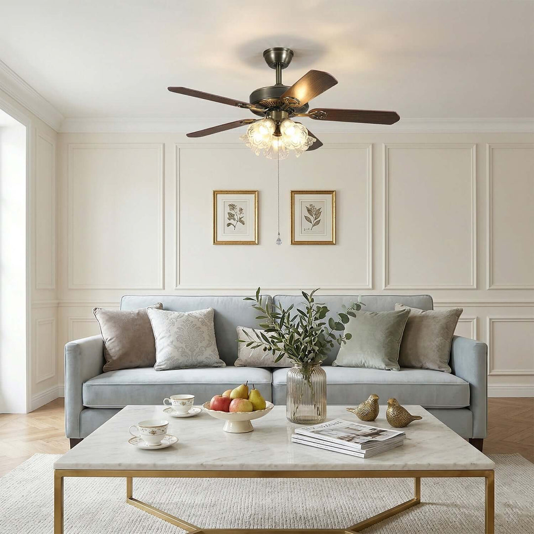 Plivic Ceiling Fan Light | French Style Glass Light