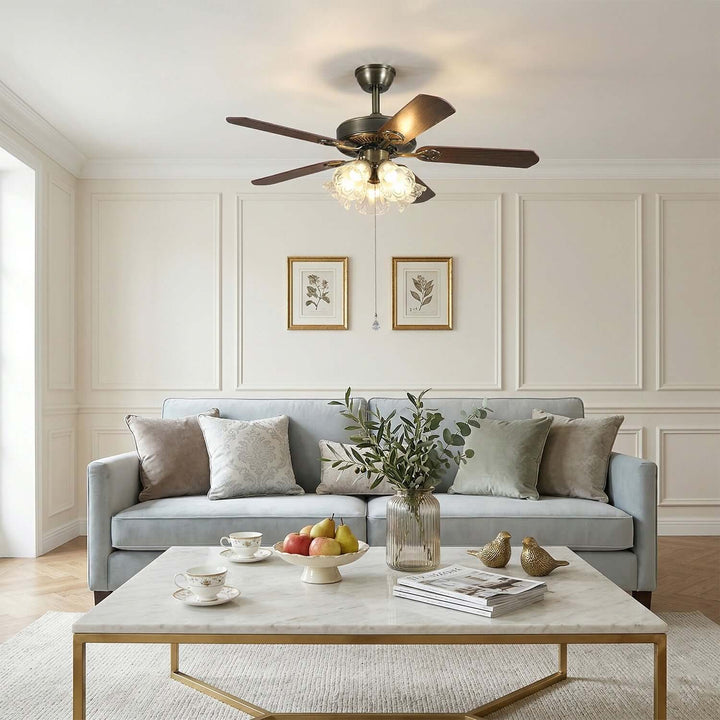 Plivic Ceiling Fan Light | French Style Glass Light