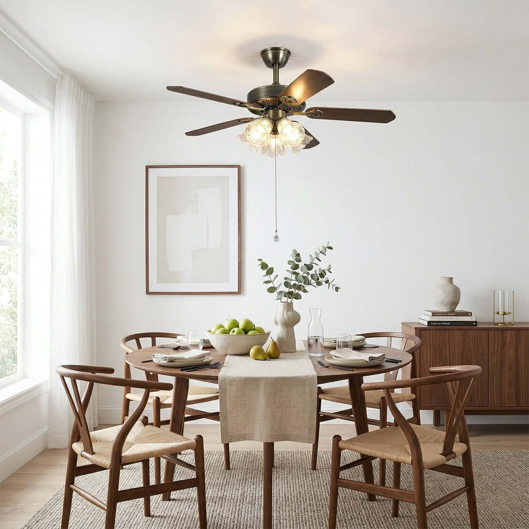 Plivic Ceiling Fan Light | French Style Glass Light