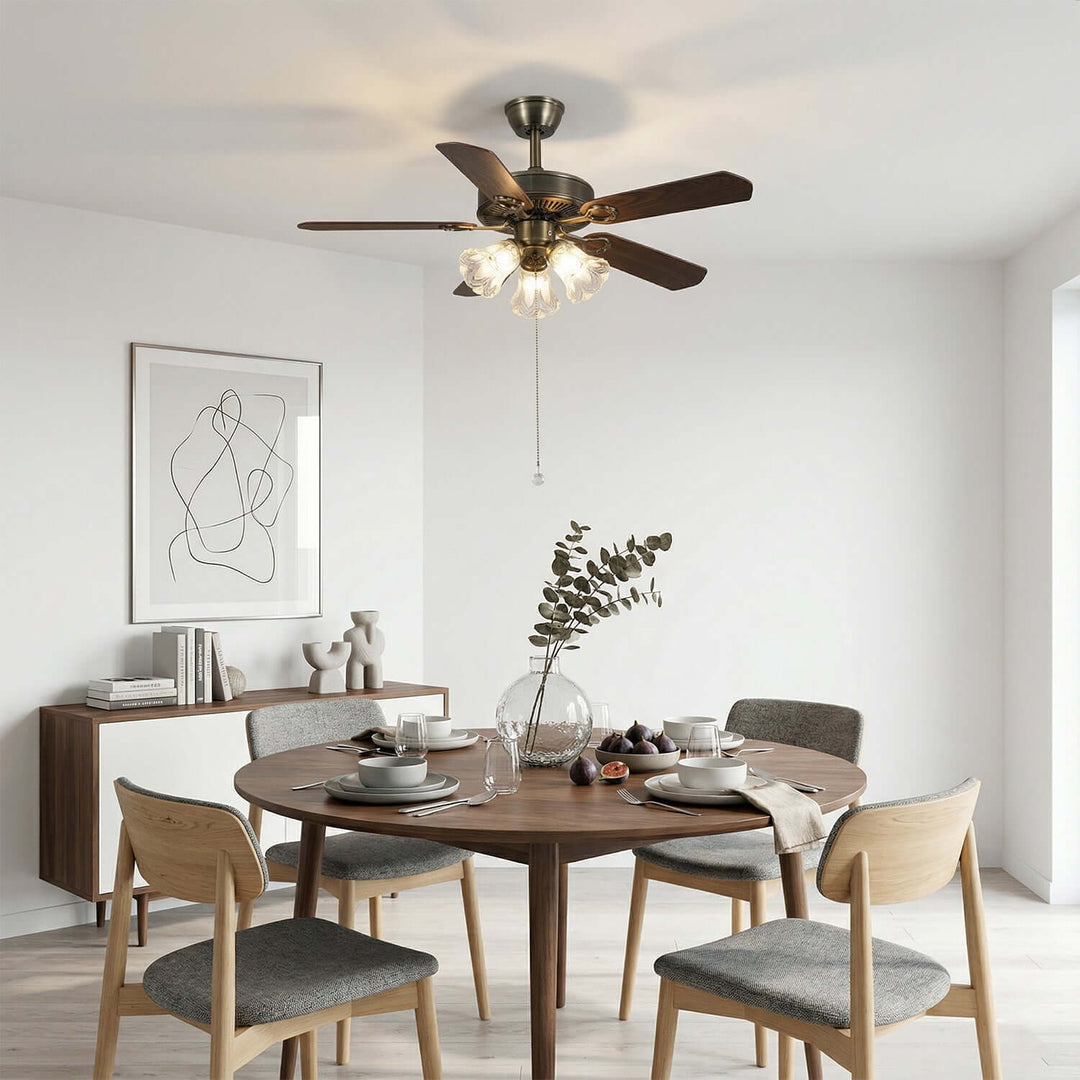 Plivic Ceiling Fan Light | French Style Glass Light