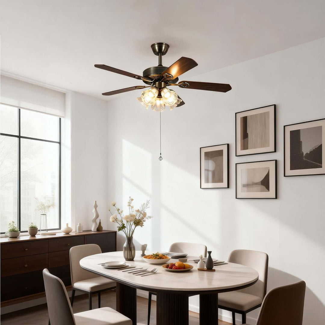 Plivic Ceiling Fan Light | French Style Glass Light