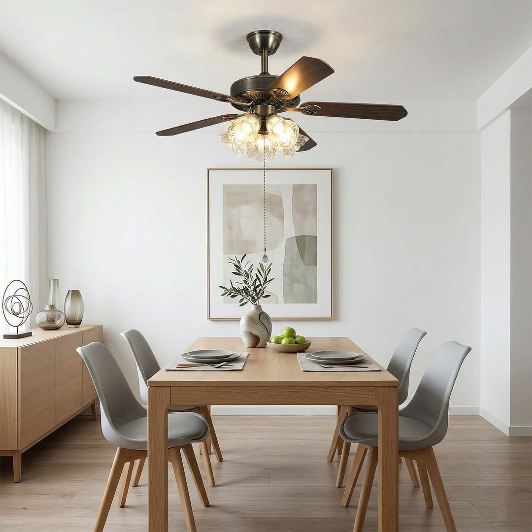 Plivic Ceiling Fan Light | French Style Glass Light