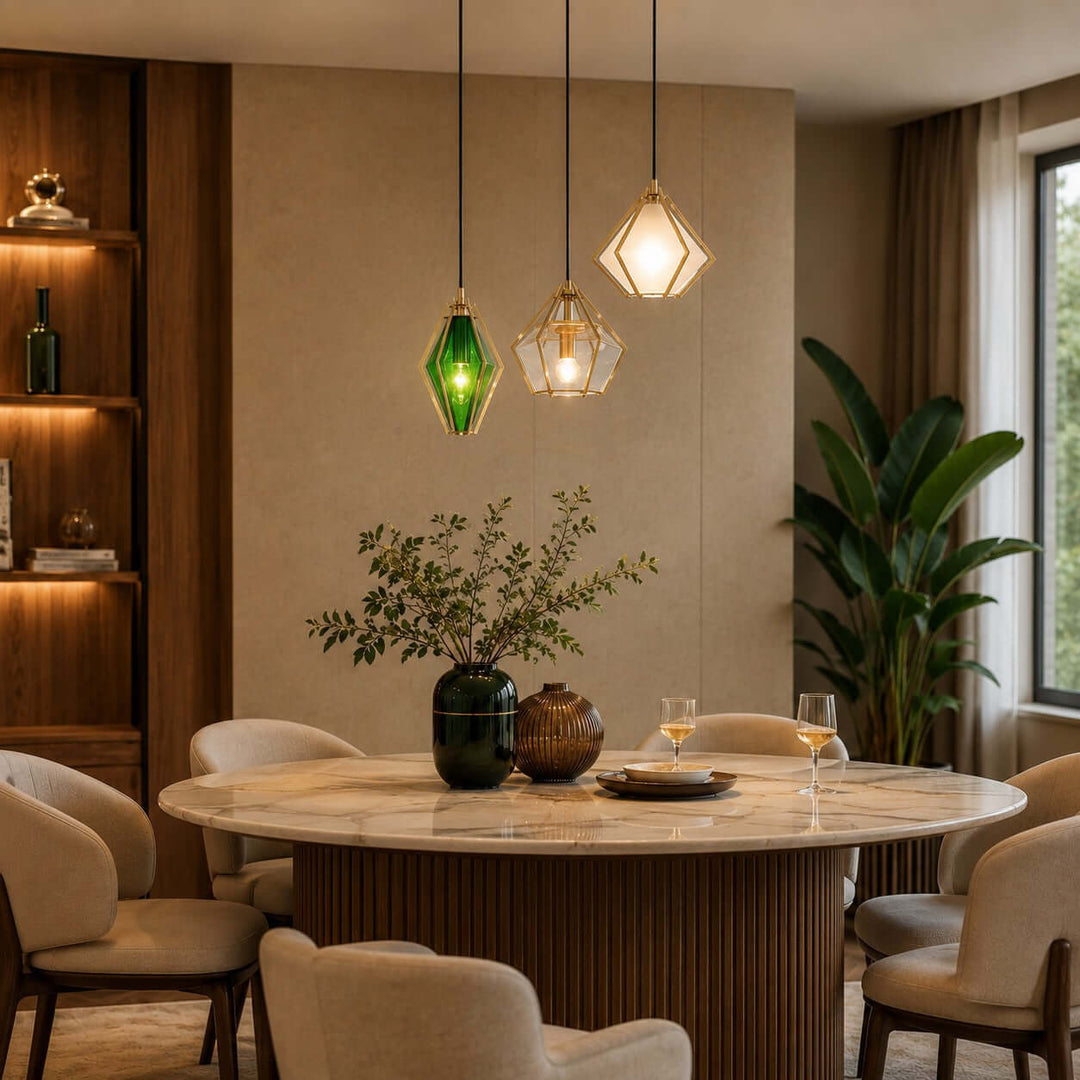 Prismora Pendant Light - Geometric Glass Kitchen Island Light | Vinlighting