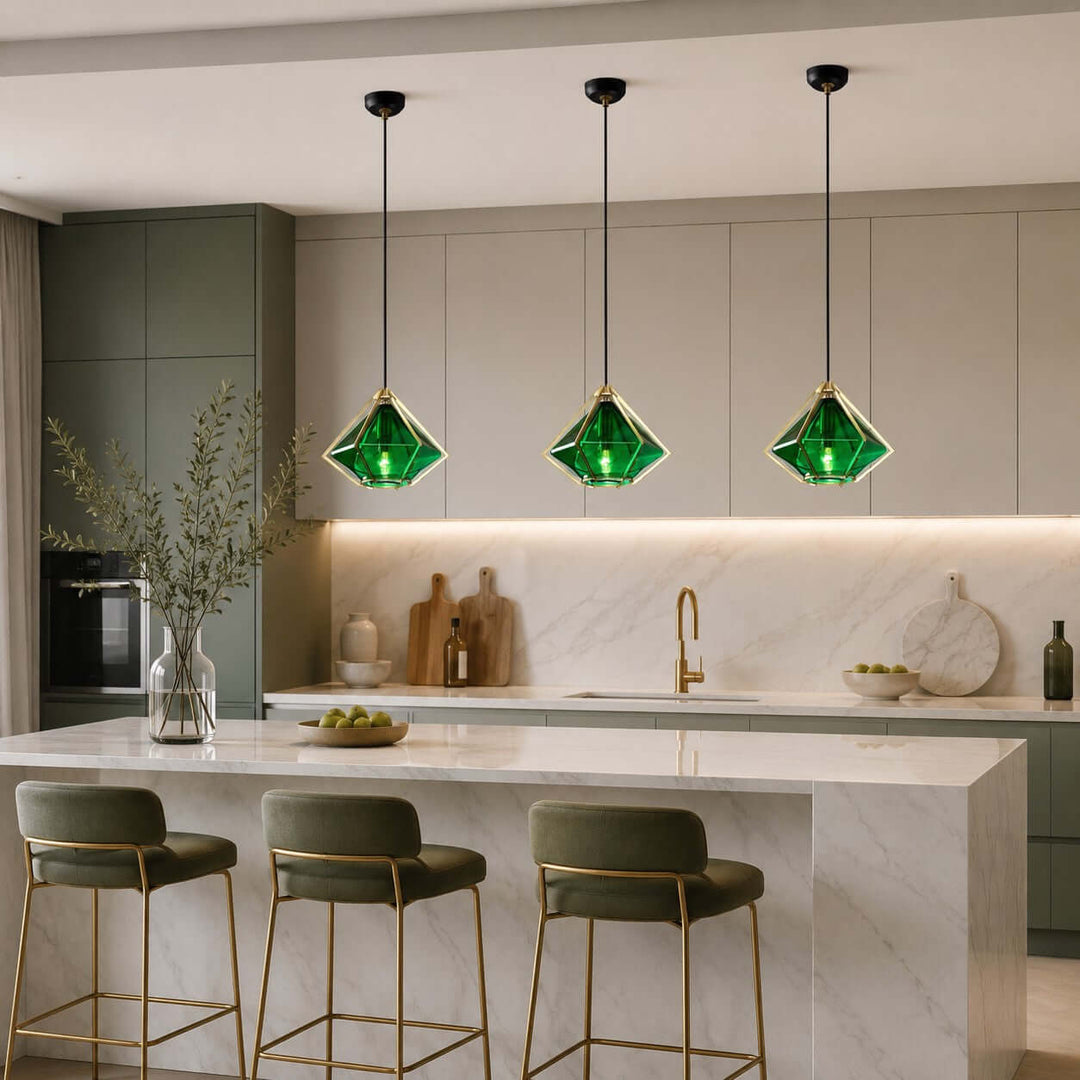 Prismora Pendant Light - Geometric Glass Kitchen Island Light | Vinlighting
