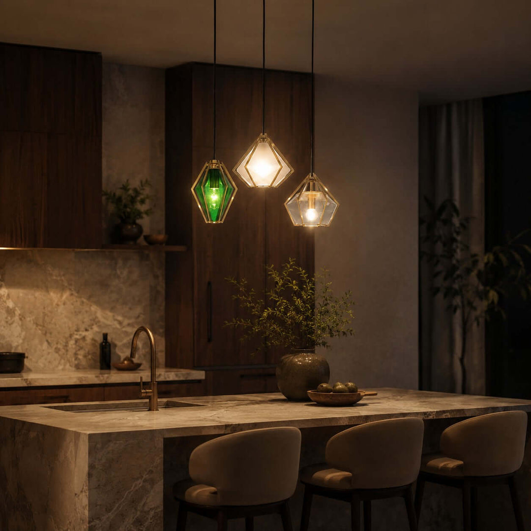 Prismora Pendant Light - Geometric Glass Kitchen Island Light | Vinlighting