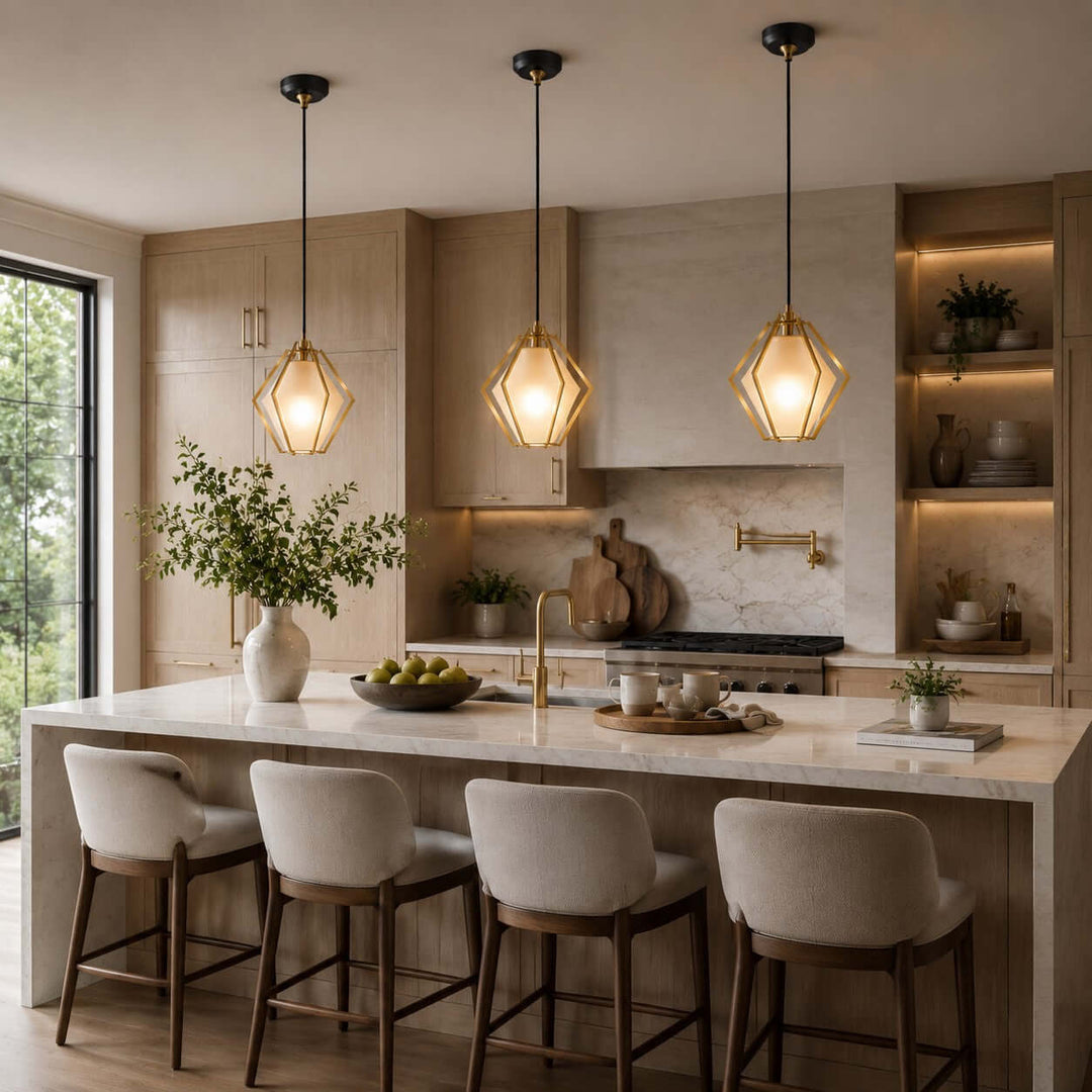Prismora Pendant Light - Geometric Glass Kitchen Island Light | Vinlighting