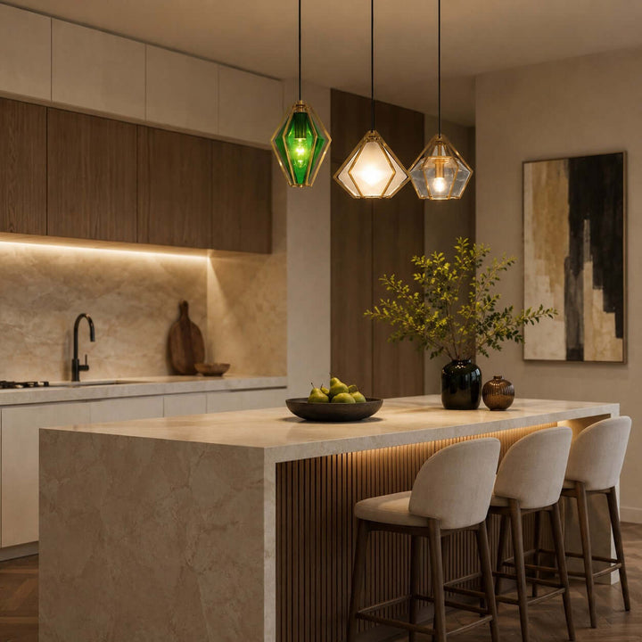 Prismora Pendant Light - Geometric Glass Kitchen Island Light | Vinlighting