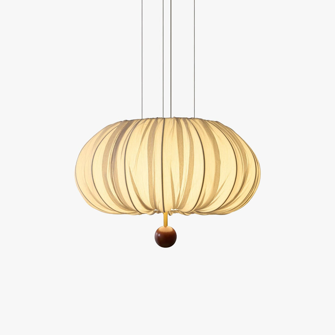 Qolvin Pendant Lighting – Contemporary Fabric & Wood Fixture