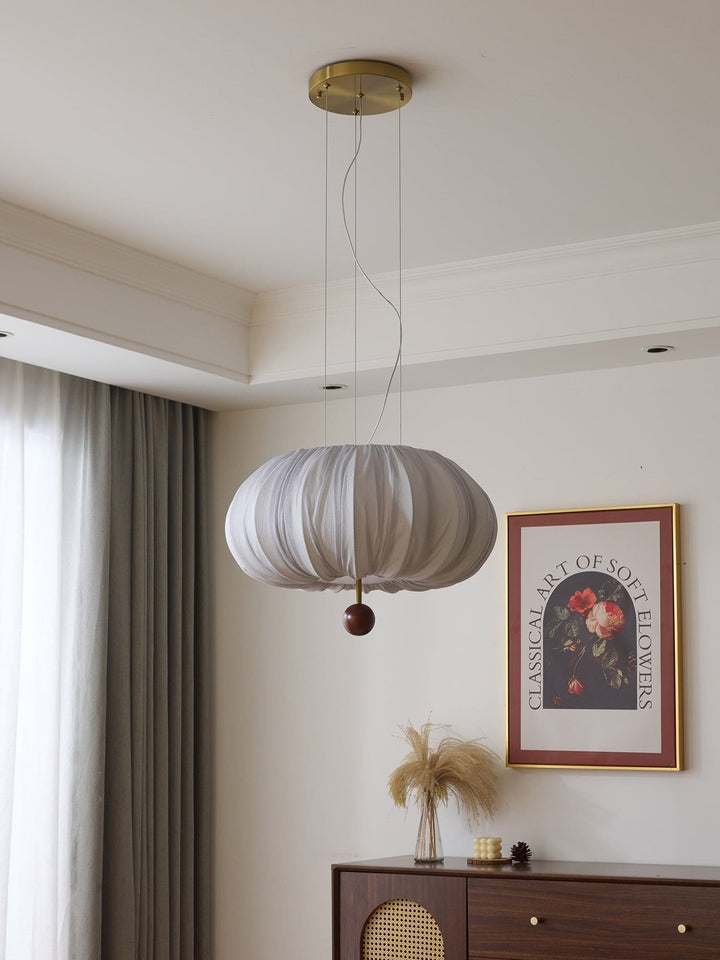 Qolvin Pendant Lighting – Contemporary Fabric & Wood Fixture
