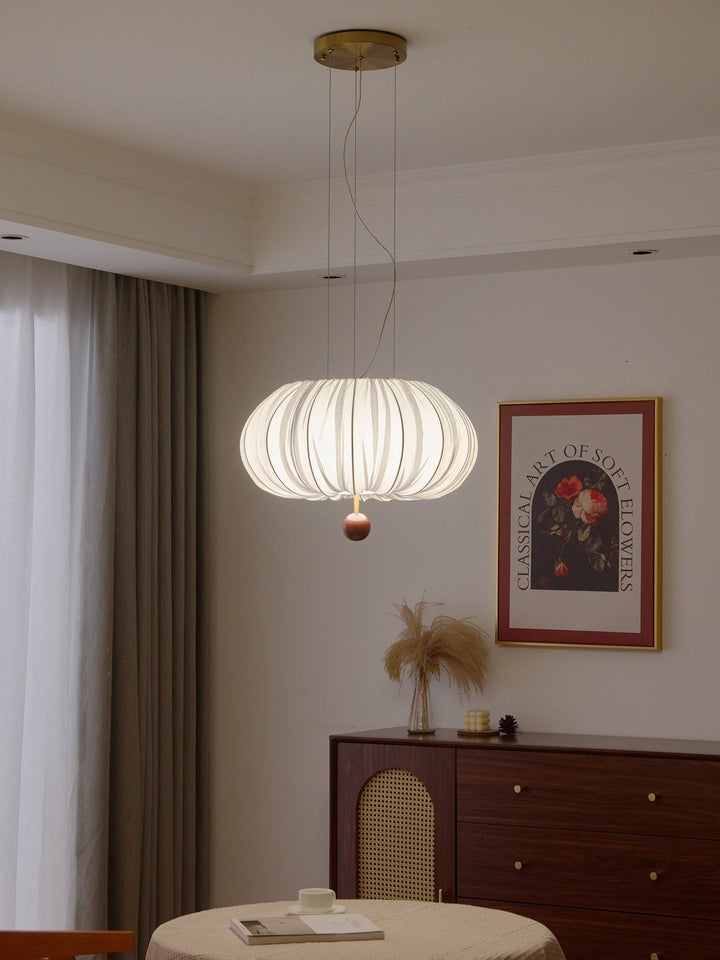Qolvin Pendant Lighting – Contemporary Fabric & Wood Fixture