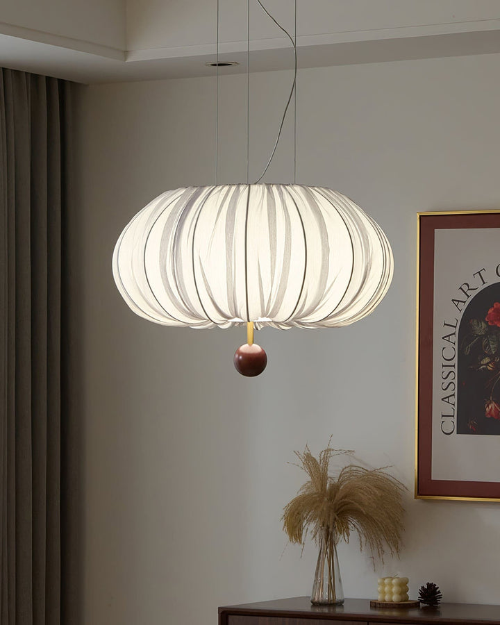 Qolvin Pendant Lighting – Contemporary Fabric & Wood Fixture