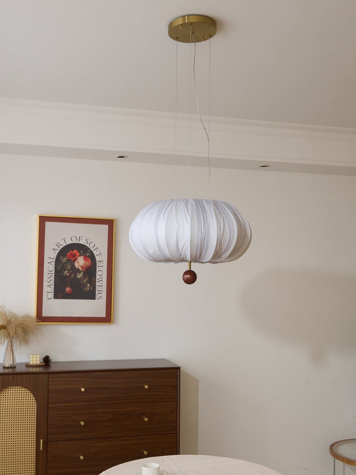 Qolvin Pendant Lighting – Contemporary Fabric & Wood Fixture