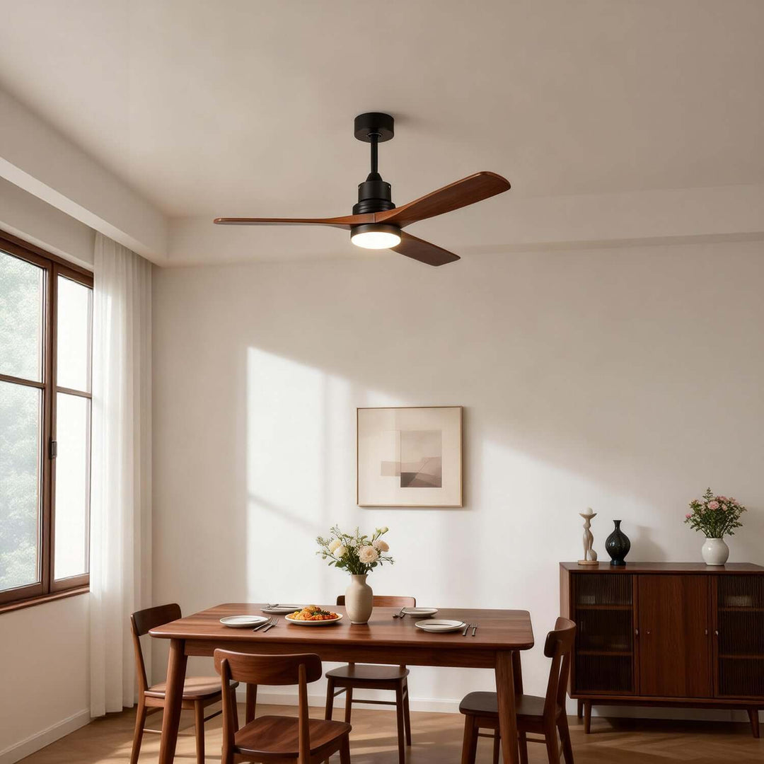 Quorlin Ceiling Fan Light | Modern French Wood Fan Light
