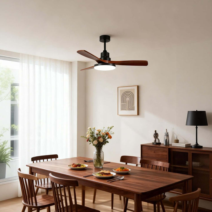 Quorlin Ceiling Fan Light | Modern French Wood Fan Light