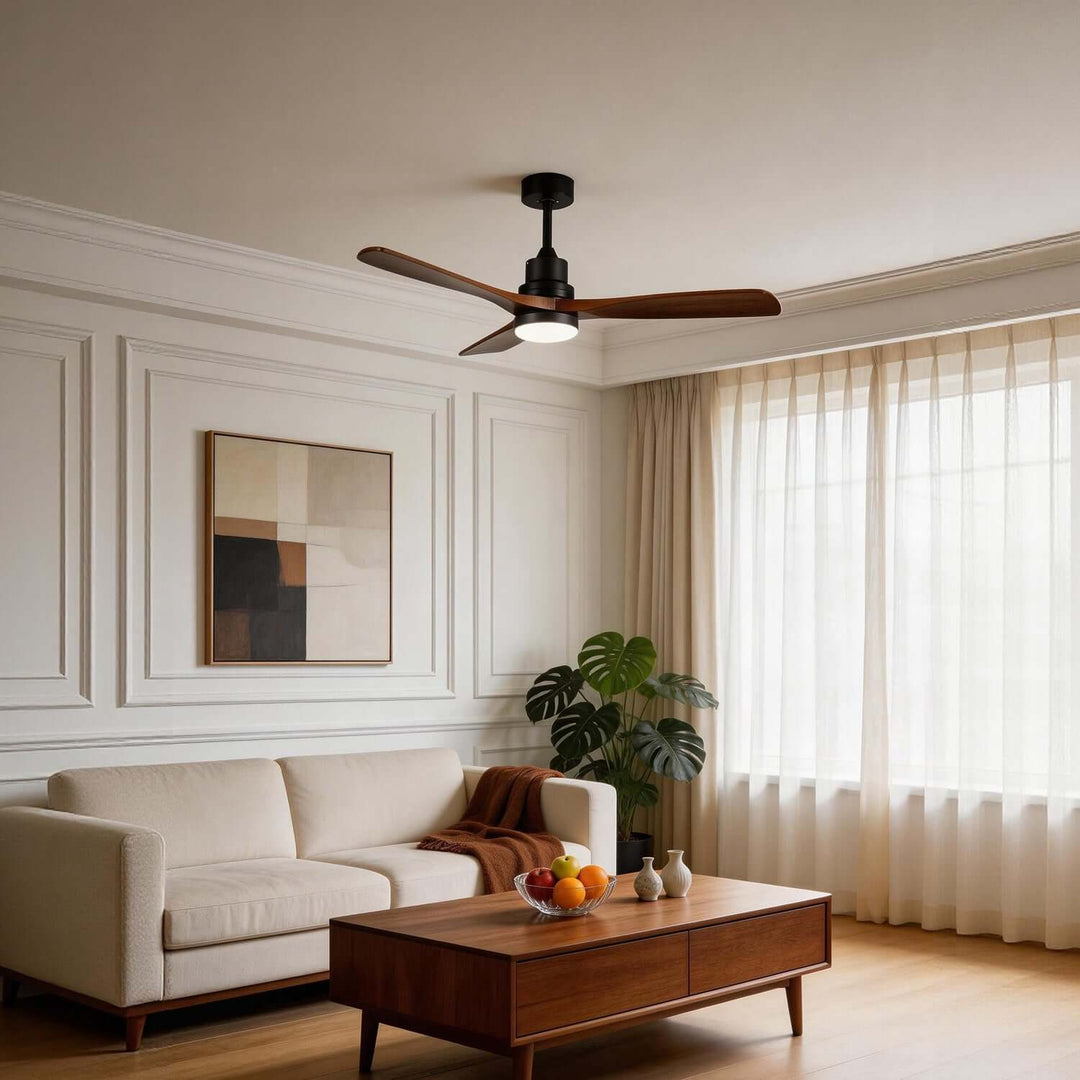 Quorlin Ceiling Fan Light | Modern French Wood Fan Light