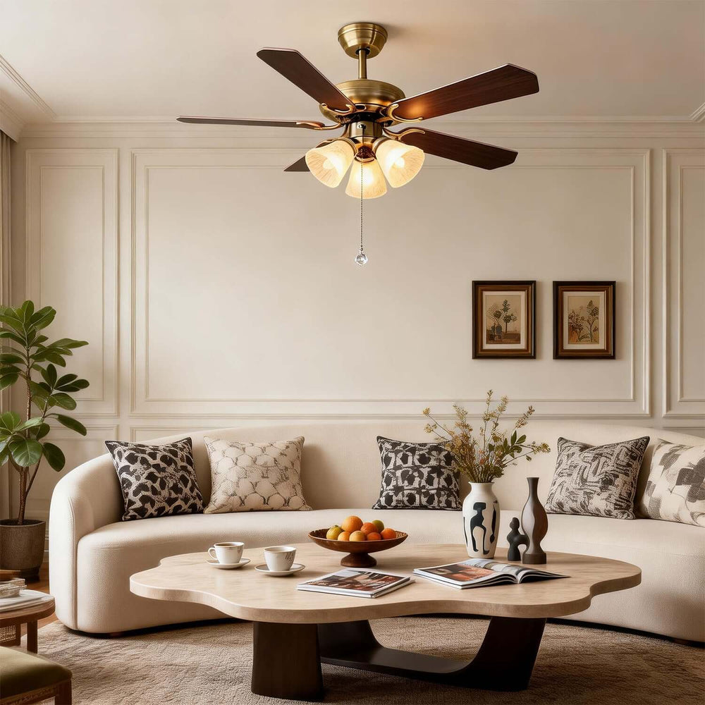 Quyllo Ceiling Fan Light | Modern French Glass Dining Room