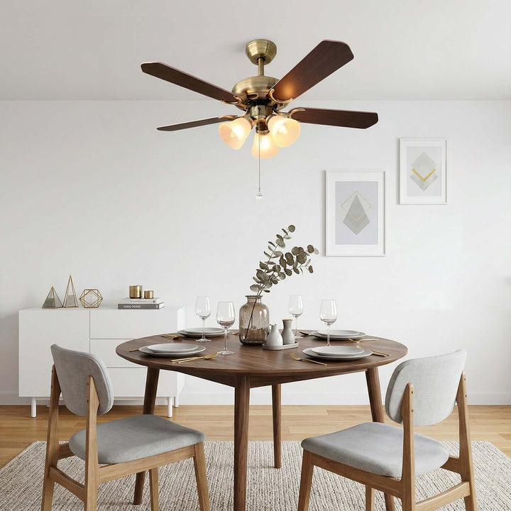 Quyllo Ceiling Fan Light | Modern French Glass Dining Room