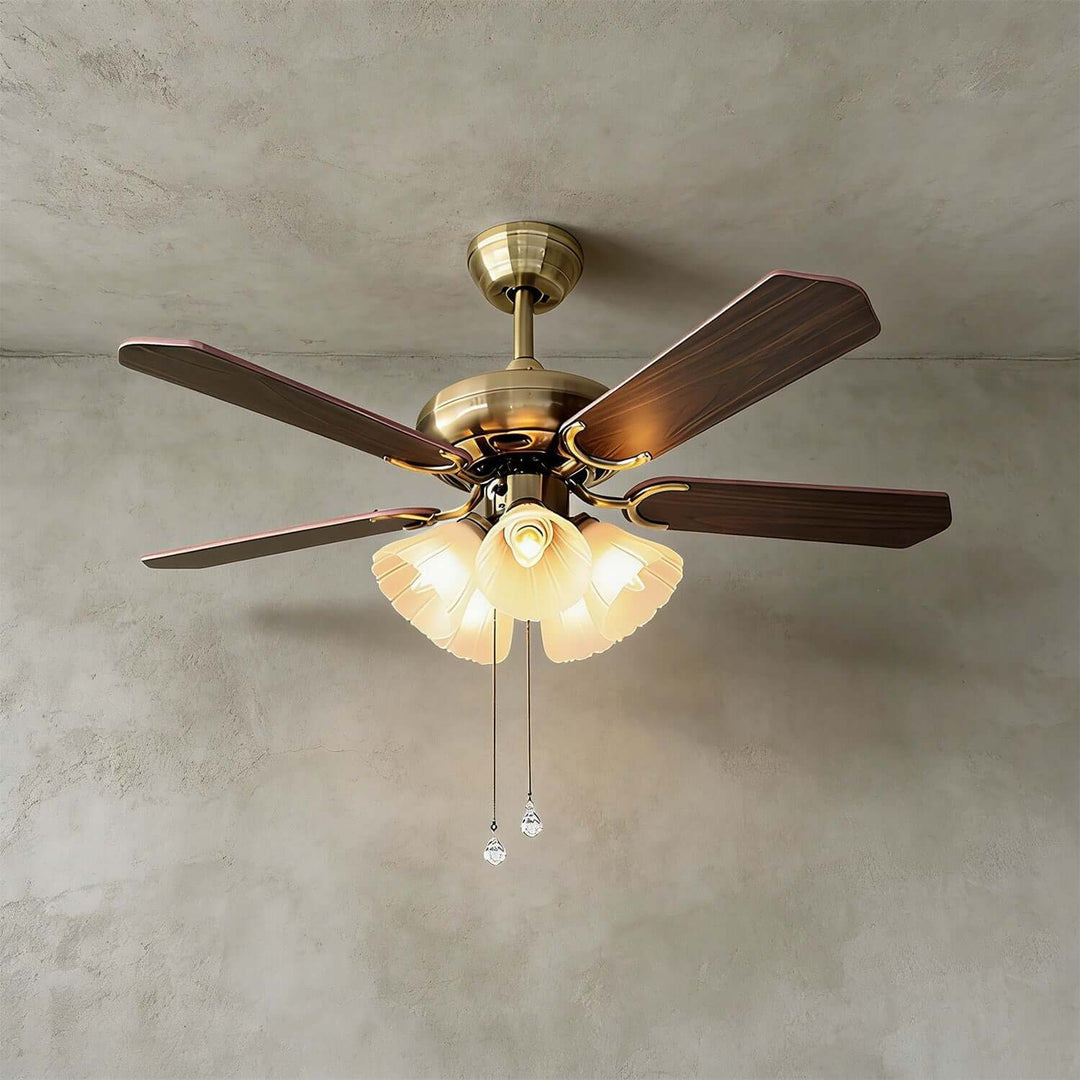 Quyllo Ceiling Fan Light | Modern French Glass Dining Room