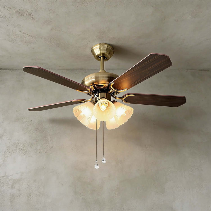 Quyllo Ceiling Fan Light | Modern French Glass Dining Room