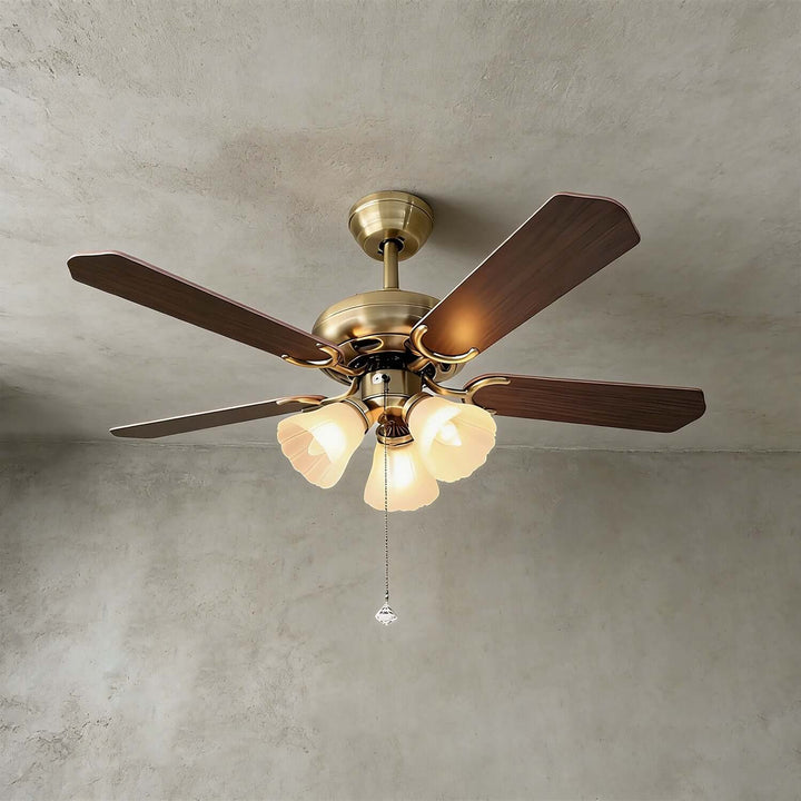 Quyllo Ceiling Fan Light | Modern French Glass Dining Room