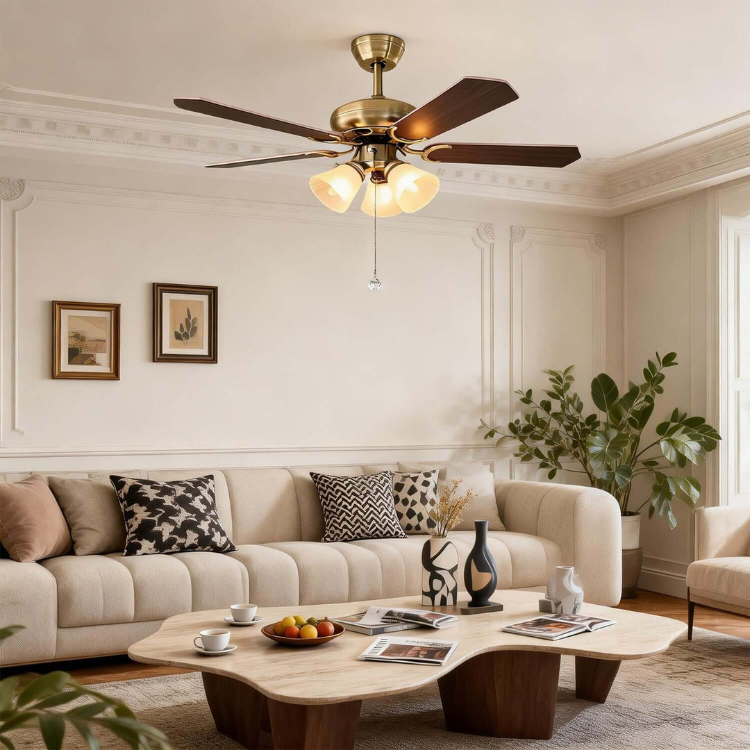 Quyllo Ceiling Fan Light | Modern French Glass Dining Room